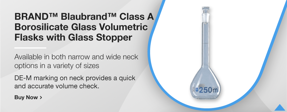 BRAND™ Blaubrand™ Class A Borosilicate Glass Volumetric Flasks with Glass Stopper